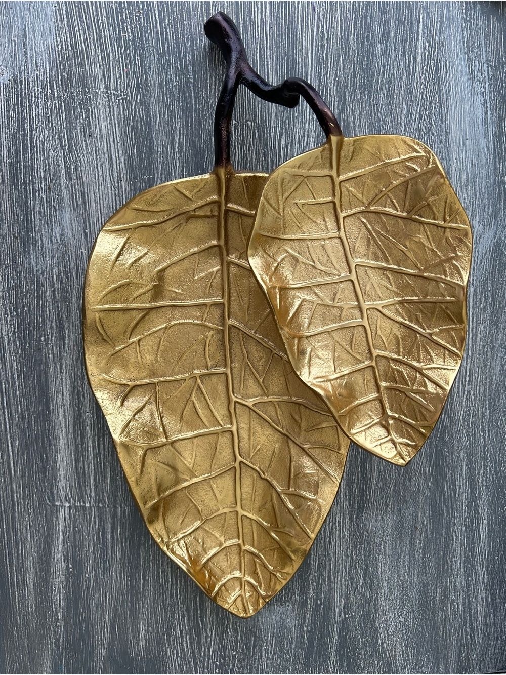 Decorative Gold Leaf Dish 2-Tier Tray
